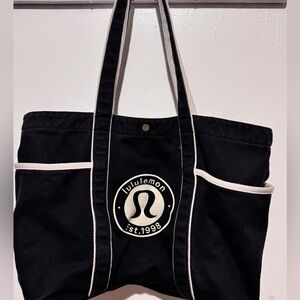 Lululemon Black and White Logo Tote